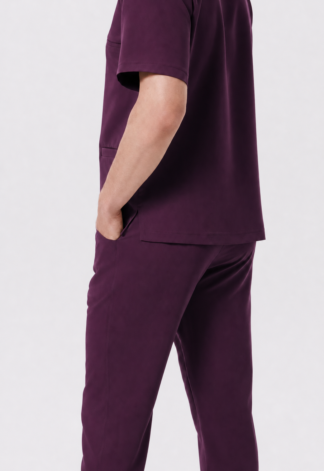 Pantalon médical homme jogger Leo, couleur aubergine, profil