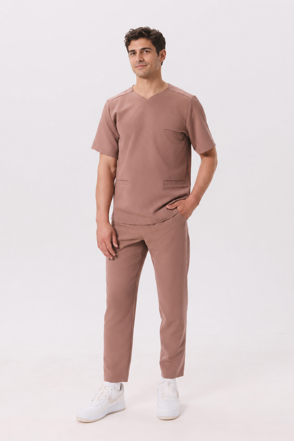 Pantalon médical homme droit Kai, couleur amande, devant