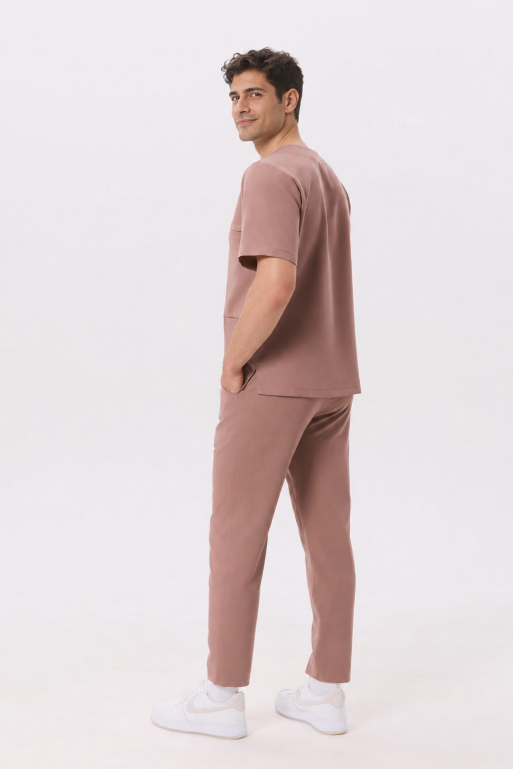 Pantalon médical homme droit Kai, couleur amande, dos