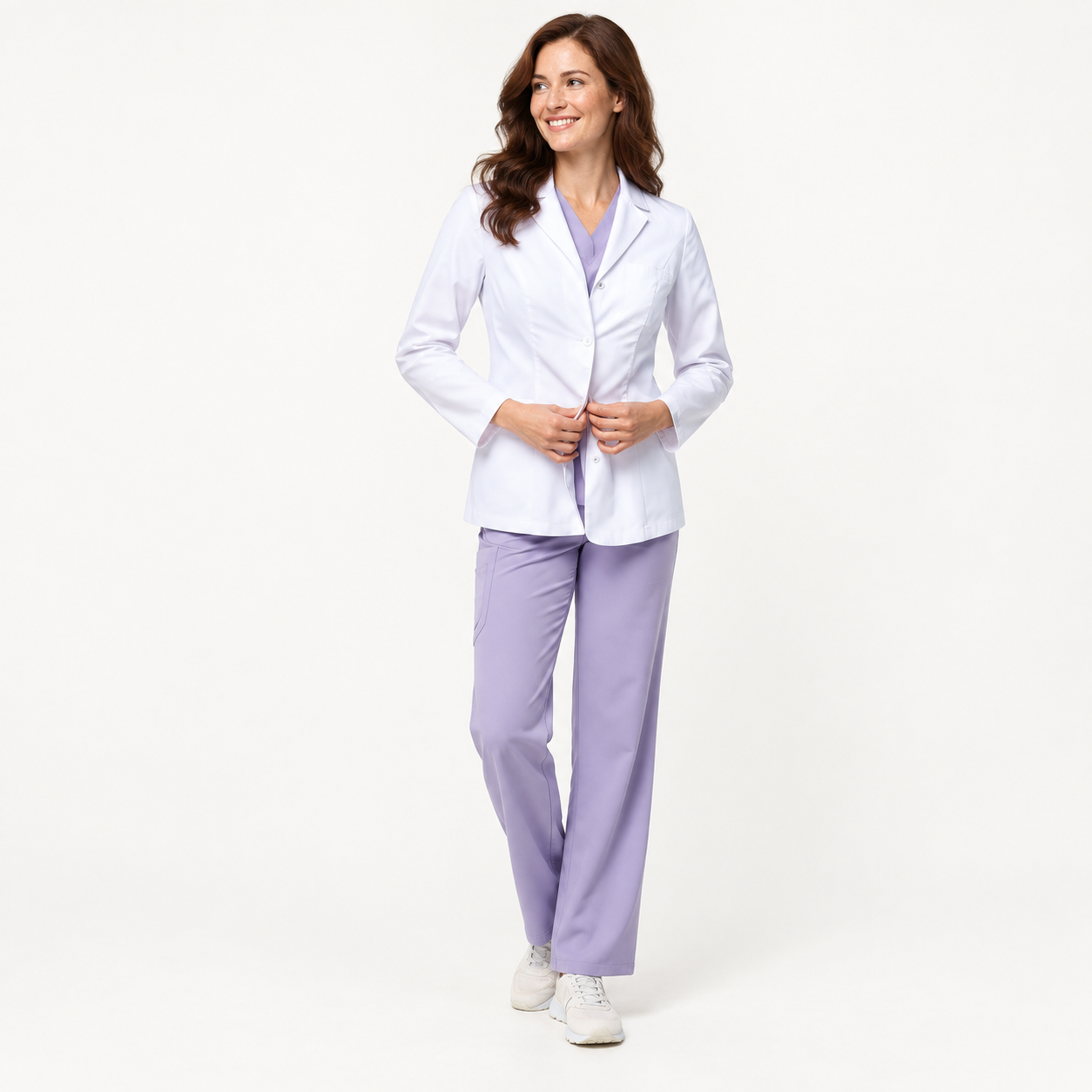 Blouse médicale femme courte Nora, couleur blanc, devant