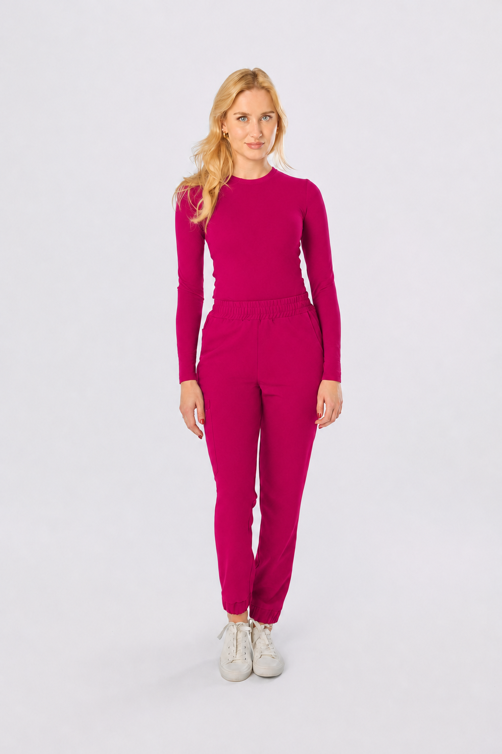 Sous-pull médical femme manches longues Lena, couleur amarante, devant