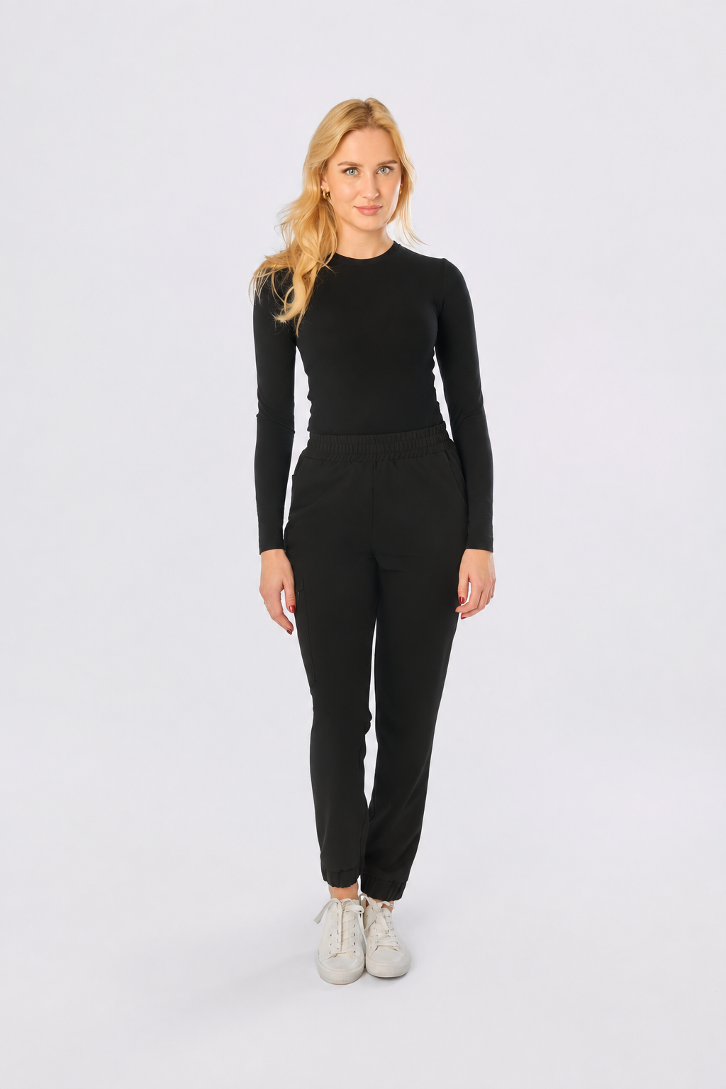 Sous-pull médical femme manches longues Lena, couleur noir, devant