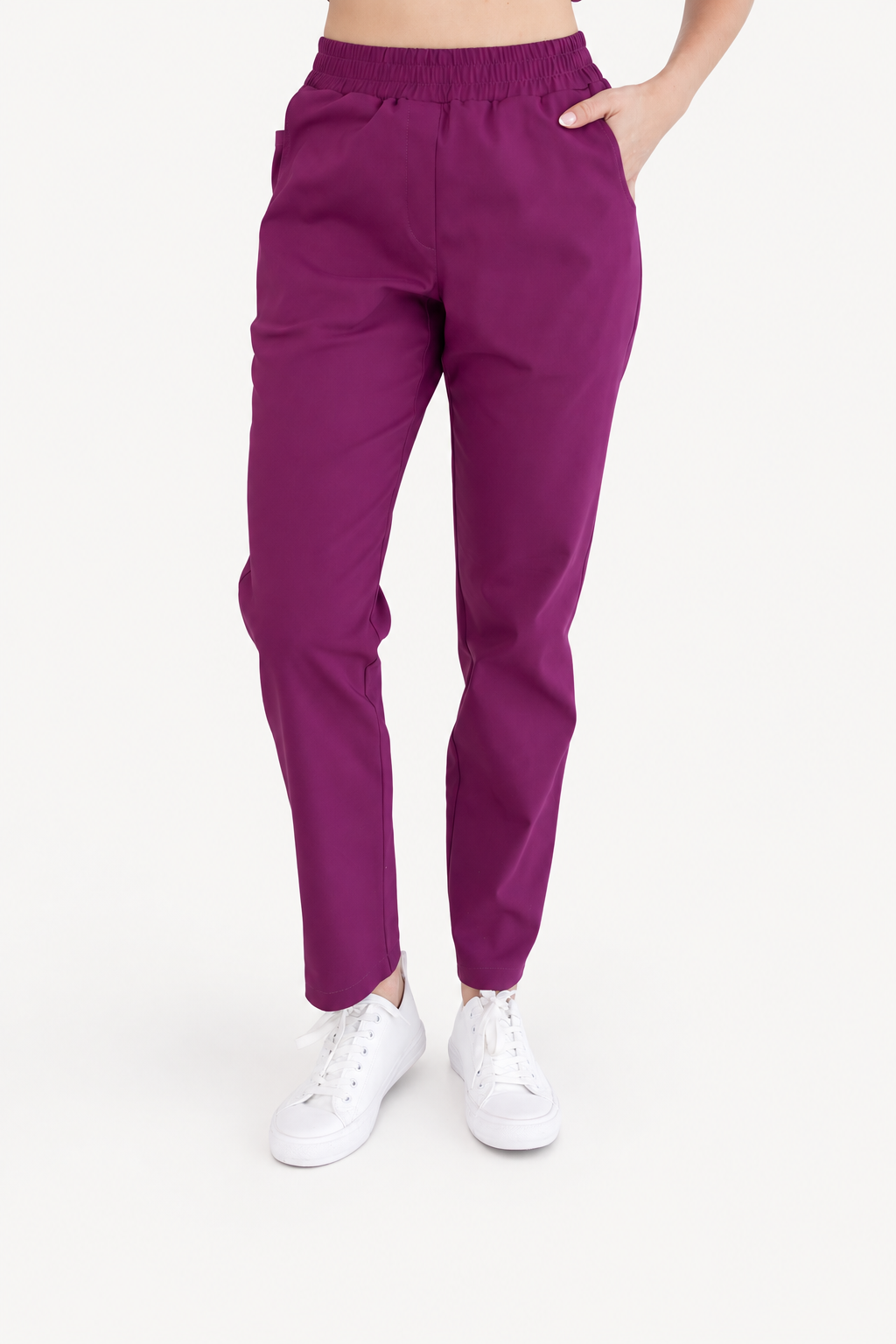 Pantalon médical femme droit Maya, couleur prune, photo