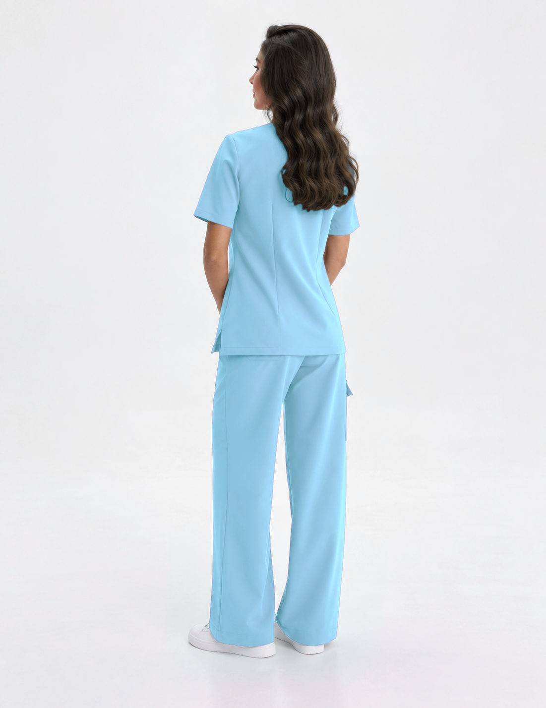 Tunique médicale femme col V Aura, couleur bleu ciel, dos