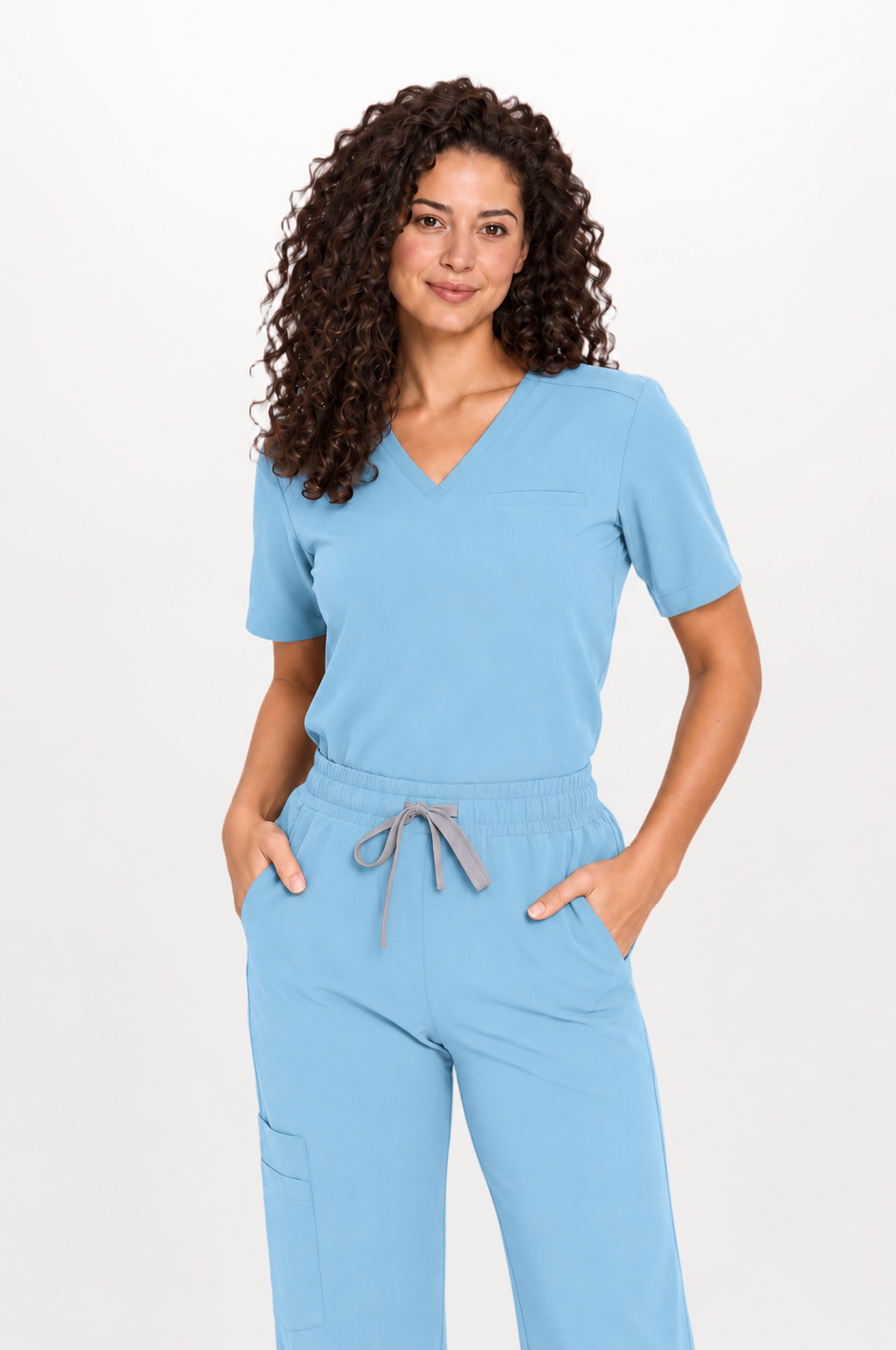 Tunique médicale femme classique Mila, couleur bleu ciel, devant