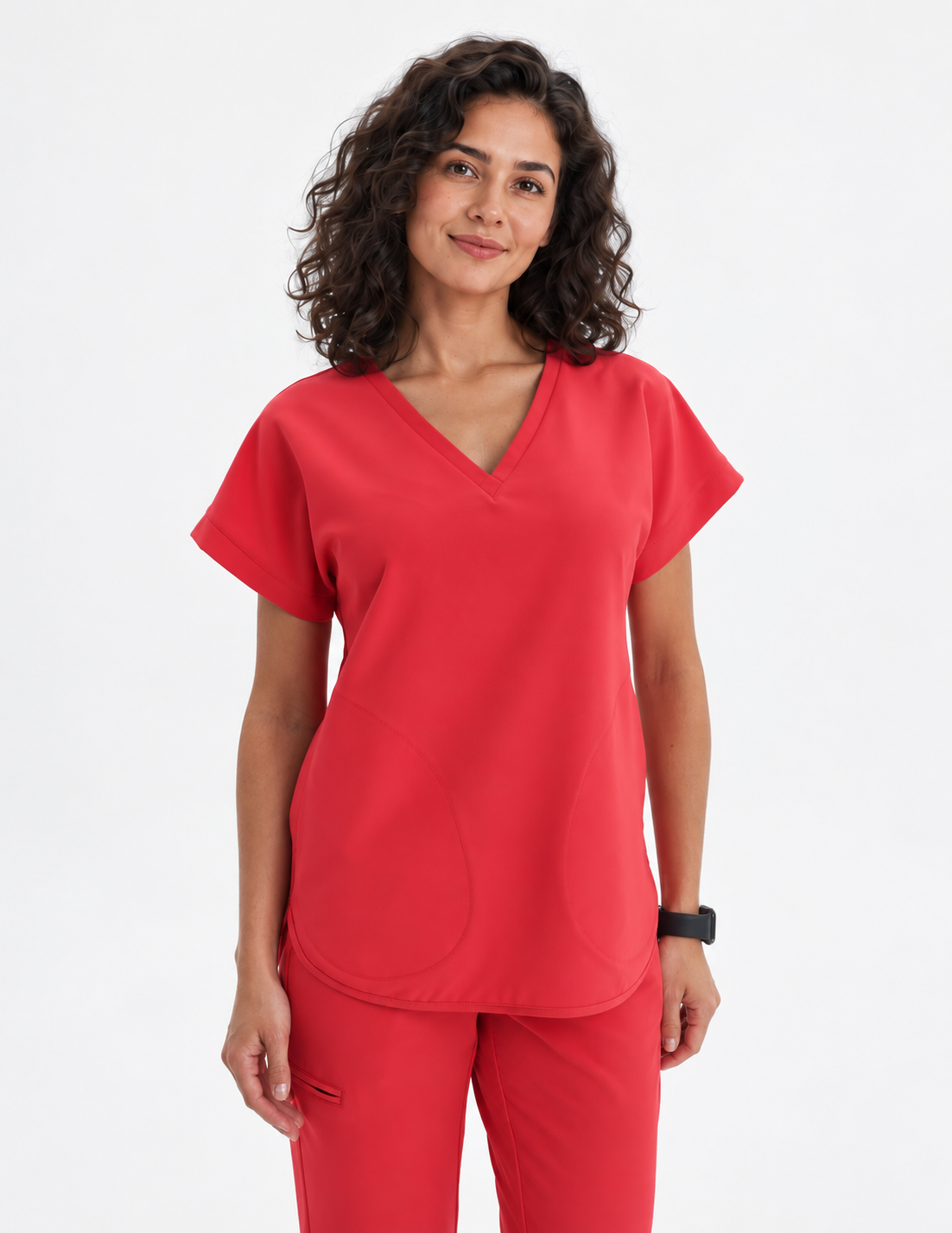 Tunique médicale femme kimono Kaja, couleur rouge, devant
