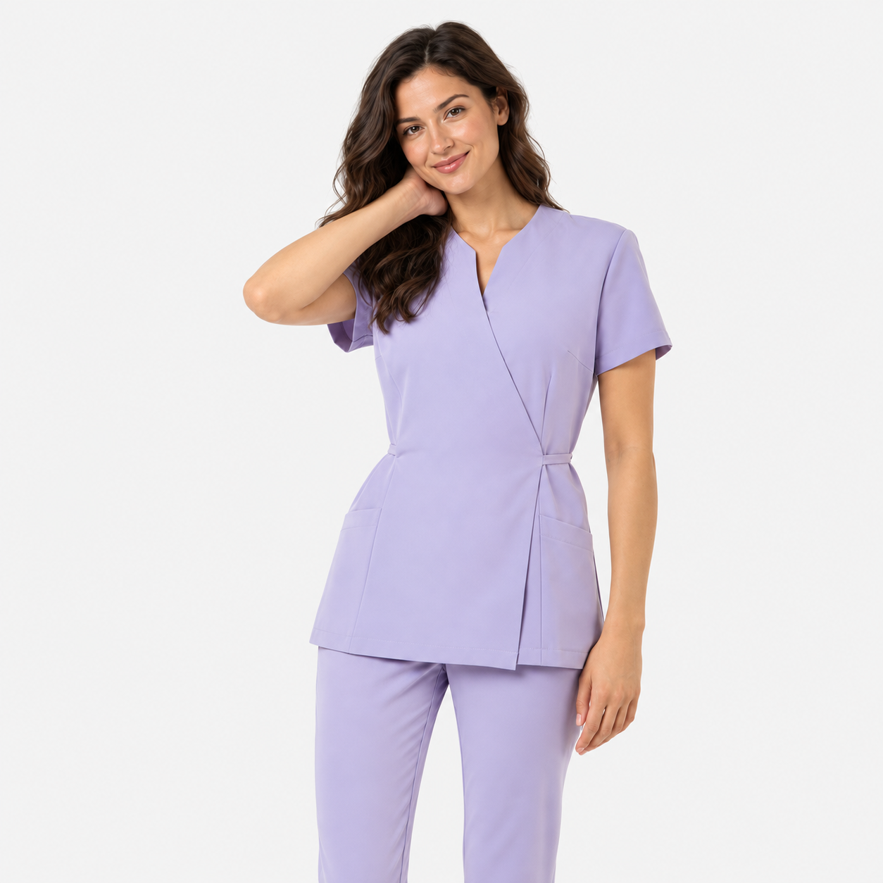Tunique longue femme cache-cœur Nela, couleur lilas, photo