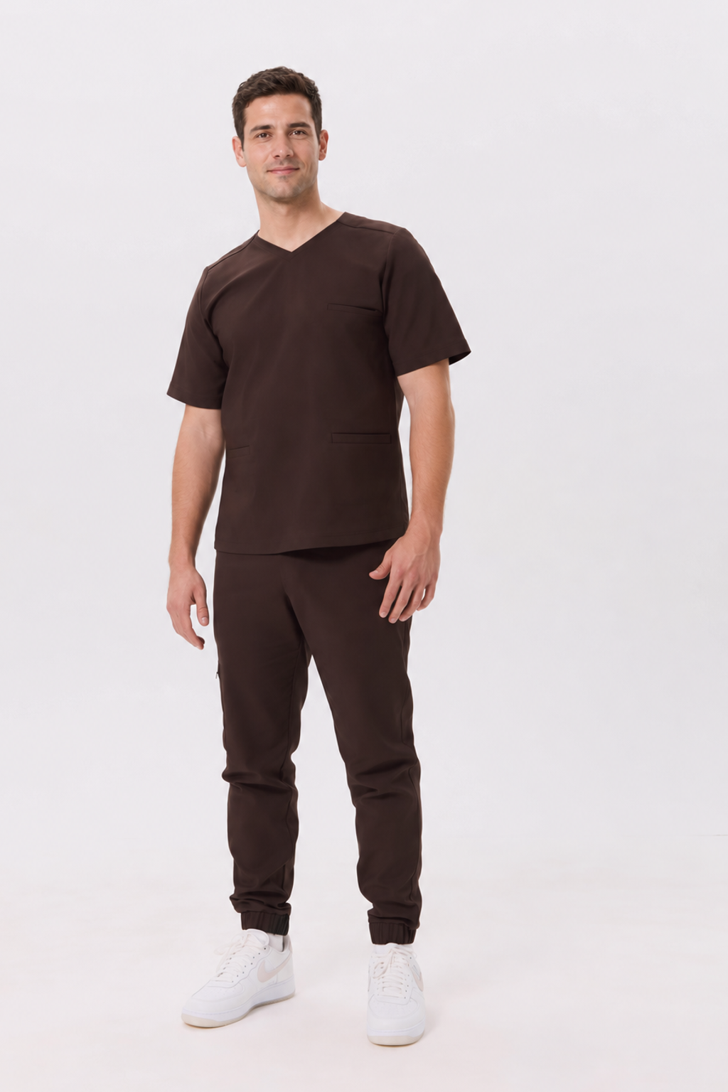 Tunique médicale homme en coton Max, couleur chocolat noir, devant
