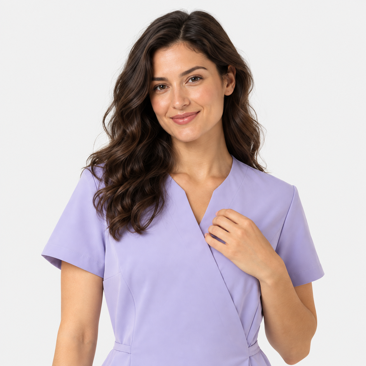 Tunique longue femme cache-cœur Nela, couleur lilas, photo